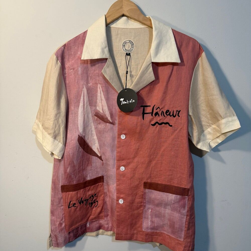 NWT TOMBOLO - LAY LINES' CABANA X HÔTEL MAGIQUE SHIRT, Sz M